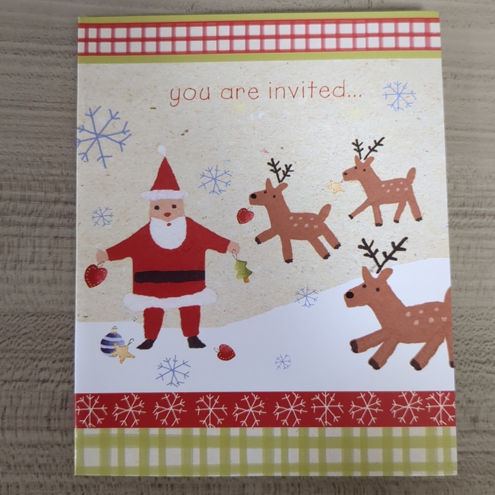 Target Holiday Invitation Cards with Santa and Reindeer Set Of 8